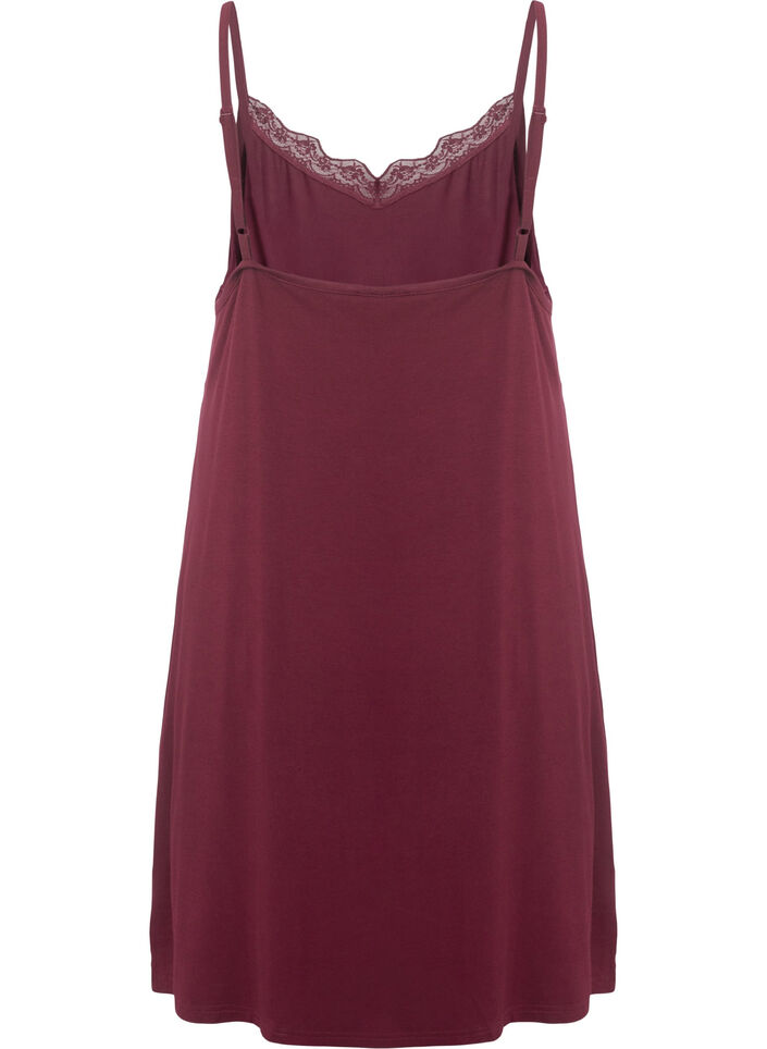 Negligé mit Spitzensaum aus Viskose, Rot, Packshot image number 1