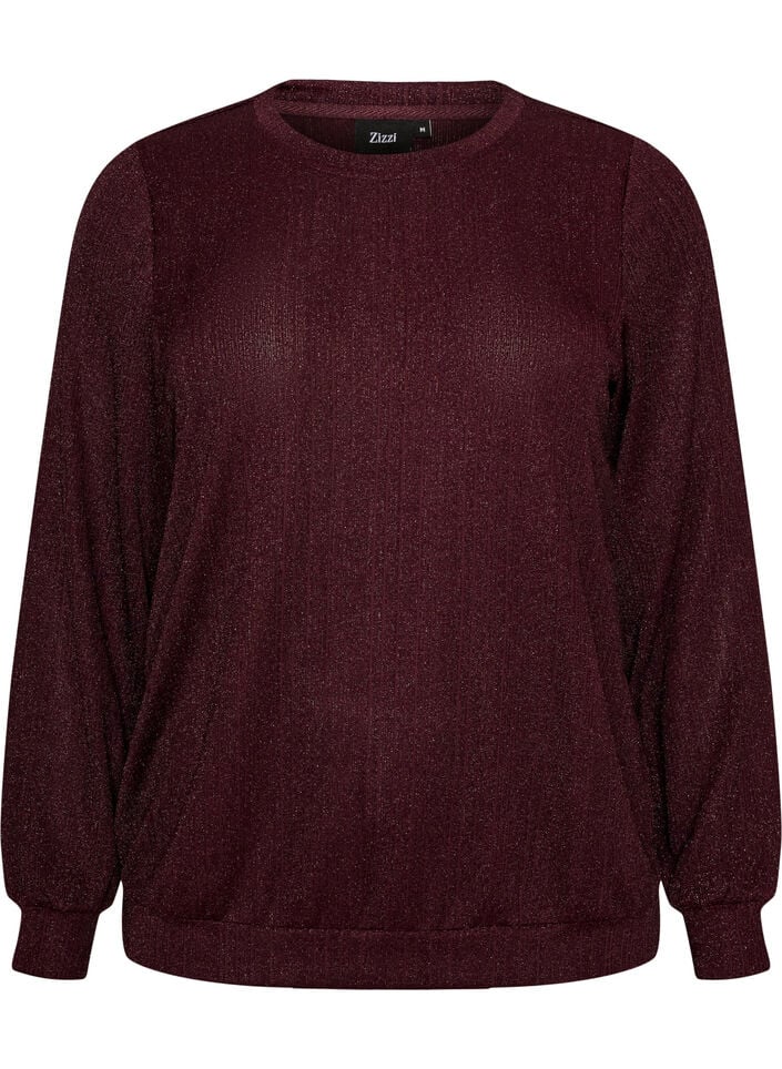 Bluse mit vertikaler Struktur und Glitzerfaden, Rot, Packshot image number 0