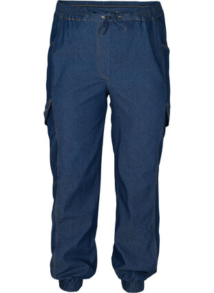 Lockere Jeans mit Tunnelzug, Medium Blue, Packshot image number 0