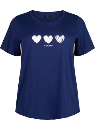 T-Shirt aus Baumwolle mit Rundhalsausschnitt und Aufdruck, Medieval B.W. Hearts, Packshot image number 0