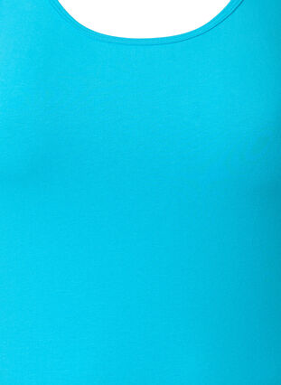 Solide Farbe Grundoberteil aus Baumwolle, Blue Atoll, Packshot image number 2