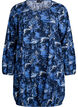 Kurzes Baumwollkleid mit Gummisaum und langen &Auml;rmeln, Blau, Packshot image number 0
