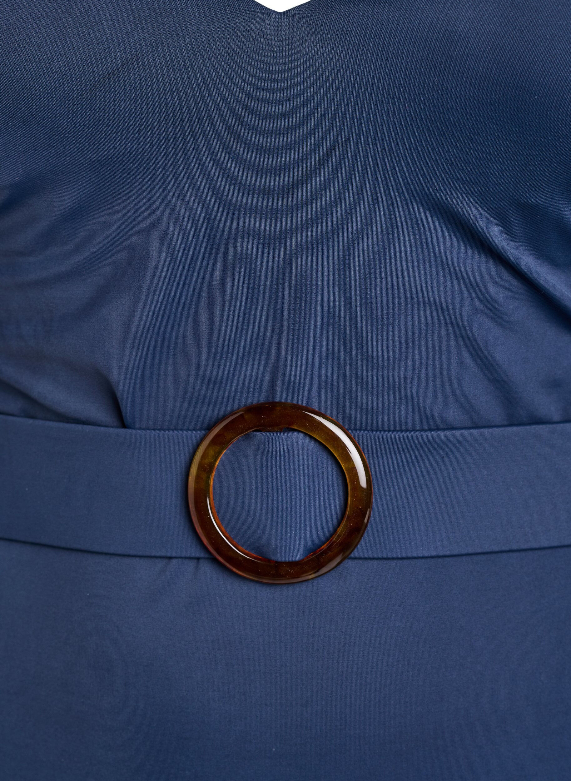 Zizzi Badeanzug mit V-Ausschnitt und G&uuml;rtel, Blau, Packshot image number 2