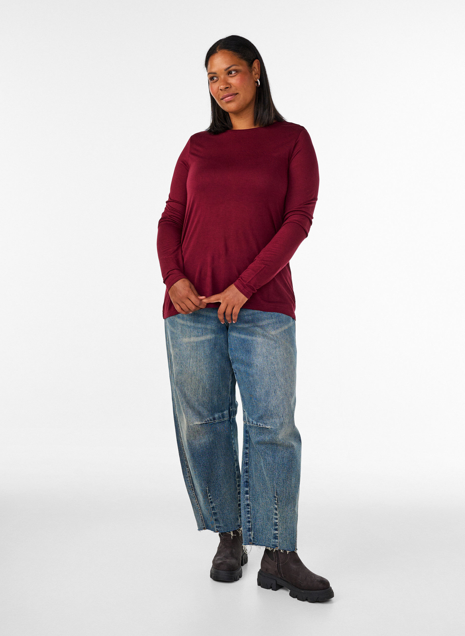 ZizziLang&auml;rmelige Bluse aus Wolle und Viskose, Rot, Model image number 1