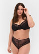 G-String mit Spitze und regulärer Taille, Black, Model image number 0