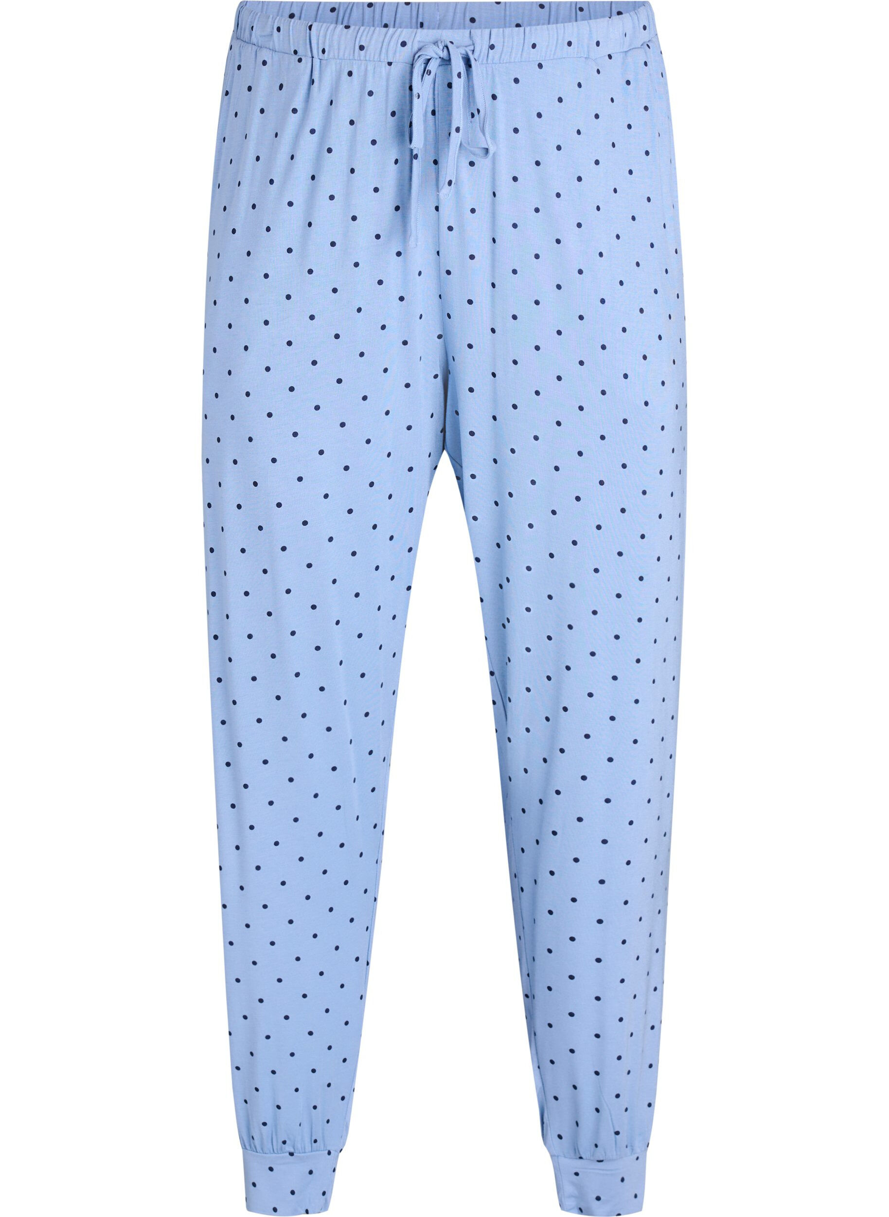 ZizziSchlafhose aus Modal mit hoher Taille, Blau, Packshot image number 0