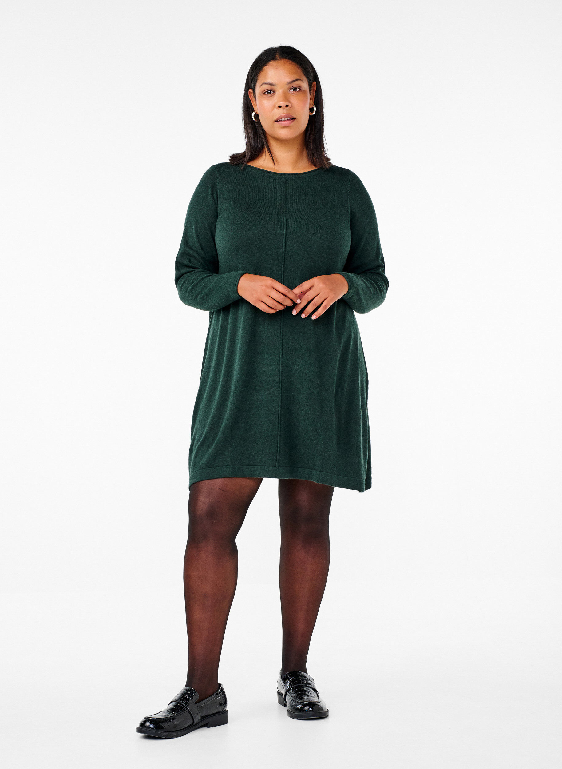 ZizziStrickkleid aus Baumwoll-Viskose-Mischung, Gr&uuml;n, Model image number 1