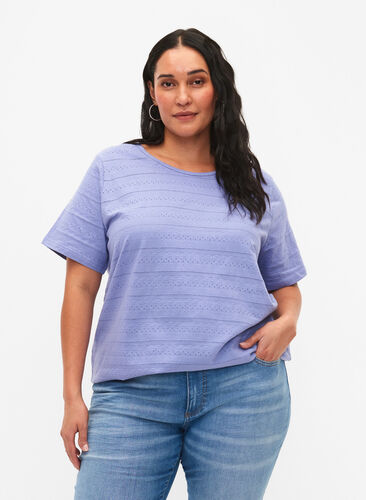 Kurzärmeliges Baumwoll-T-Shirt, Lavender Violet, Model image number 0