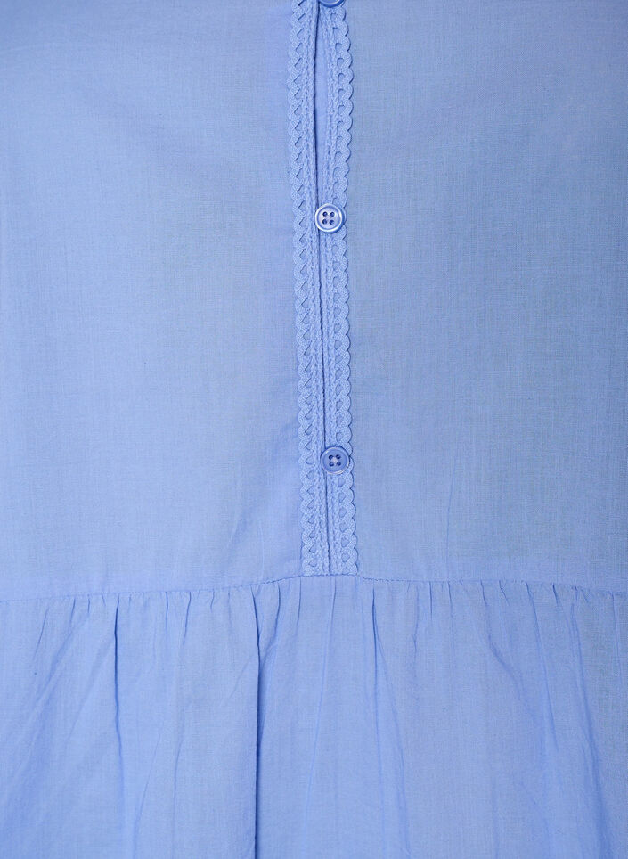 Tunika aus Baumwolle mit V-Ausschnitt und H&auml;kelspitze, Blau, Packshot image number 2