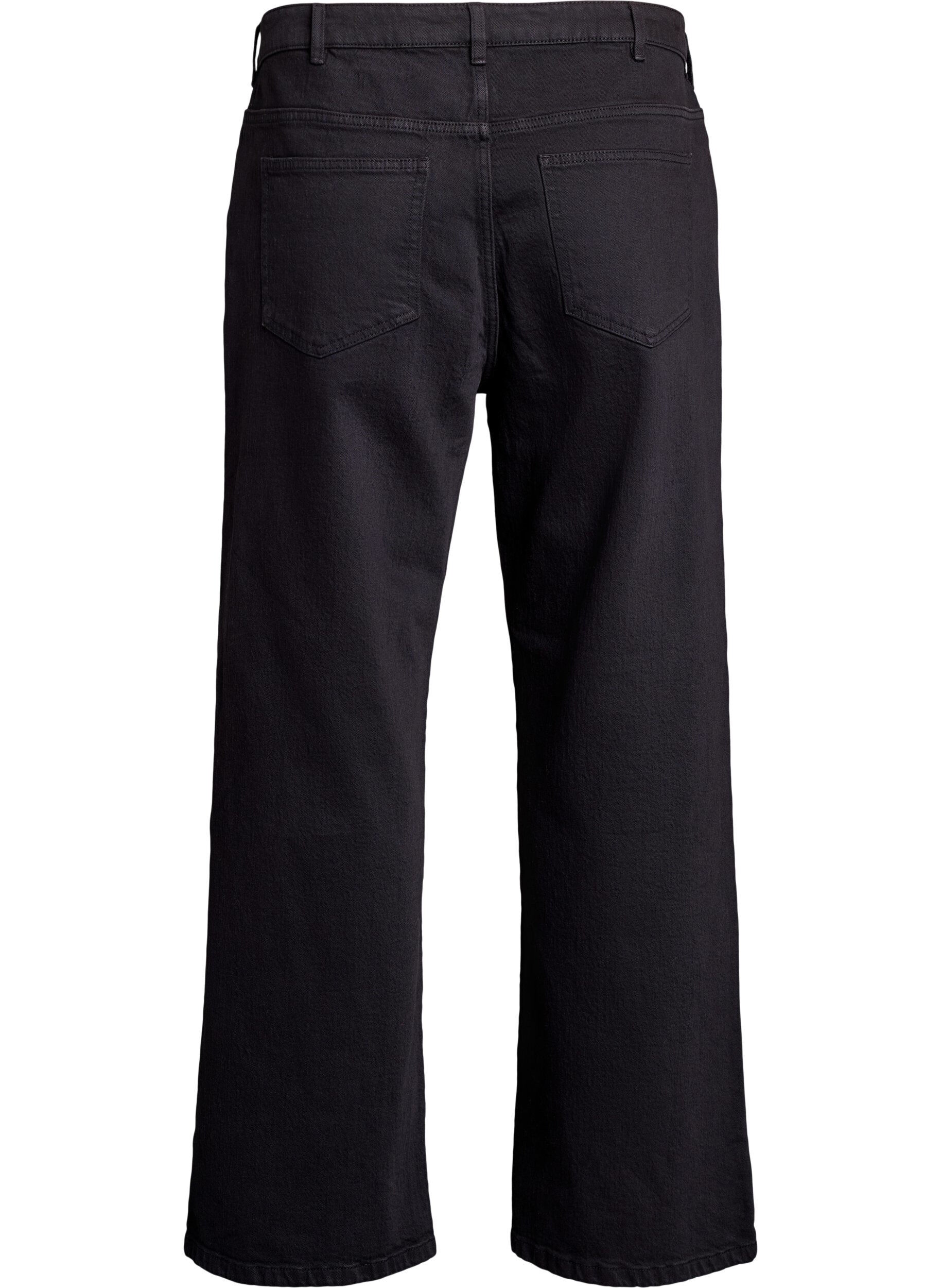 Zizzi Jeans mit weitem Bein und hohem Bund, Schwarz, Packshot image number 1