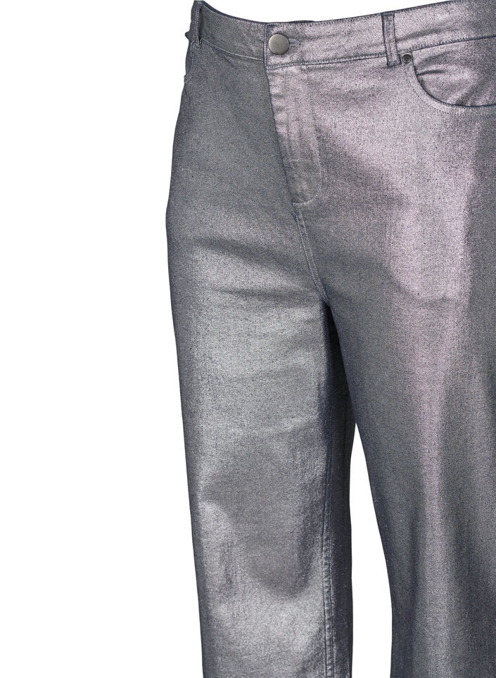 Silberbeschichtete Jeans mit hoher Taille, Gun Silver , Packshot image number 2