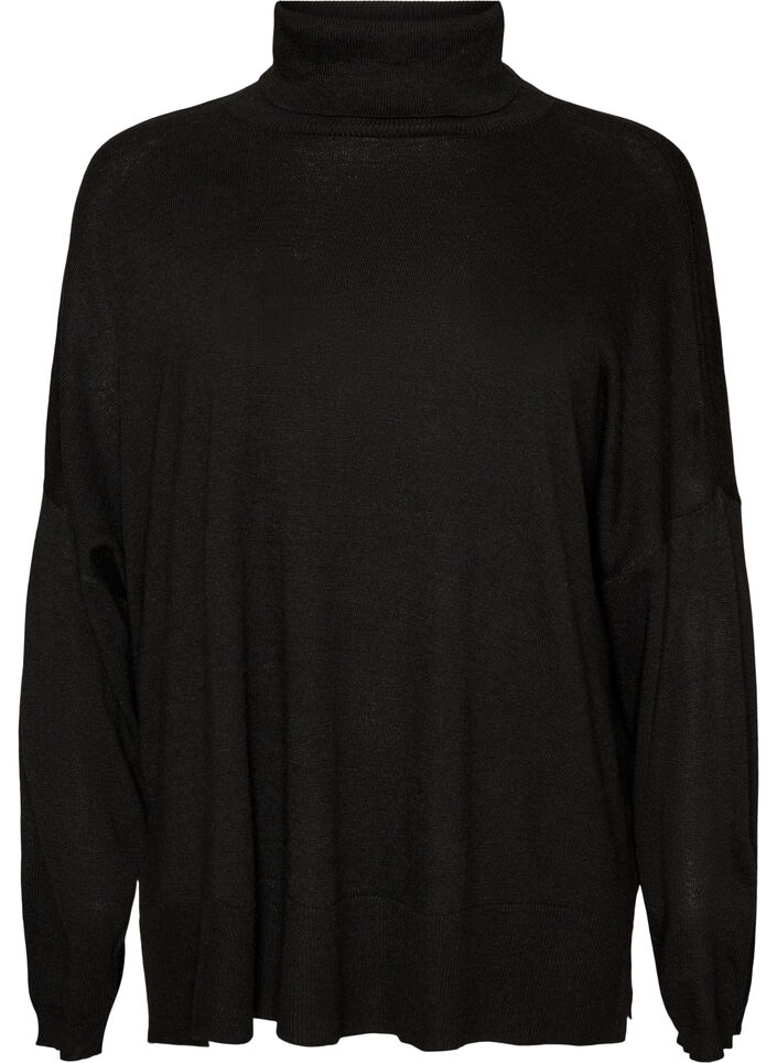 Rollkragenpullover mit lockerer Passform, Schwarz, Packshot image number 0