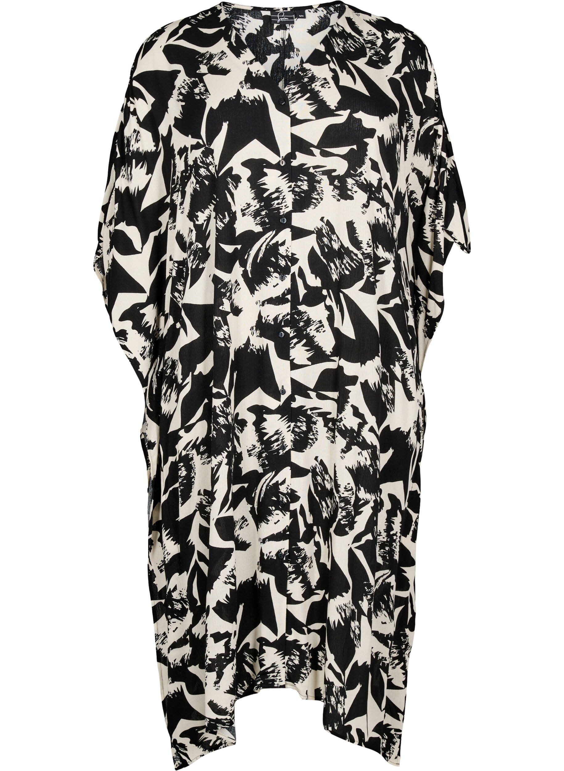 Zizzi Kaftan-Strandkleid mit Kn&ouml;pfen, Beige, Packshot image number 0