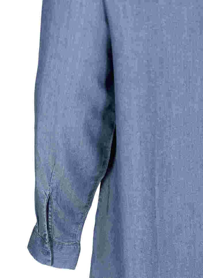 Langarm Tunika aus Lyocell mit Nieten, Blue denim, Packshot image number 3