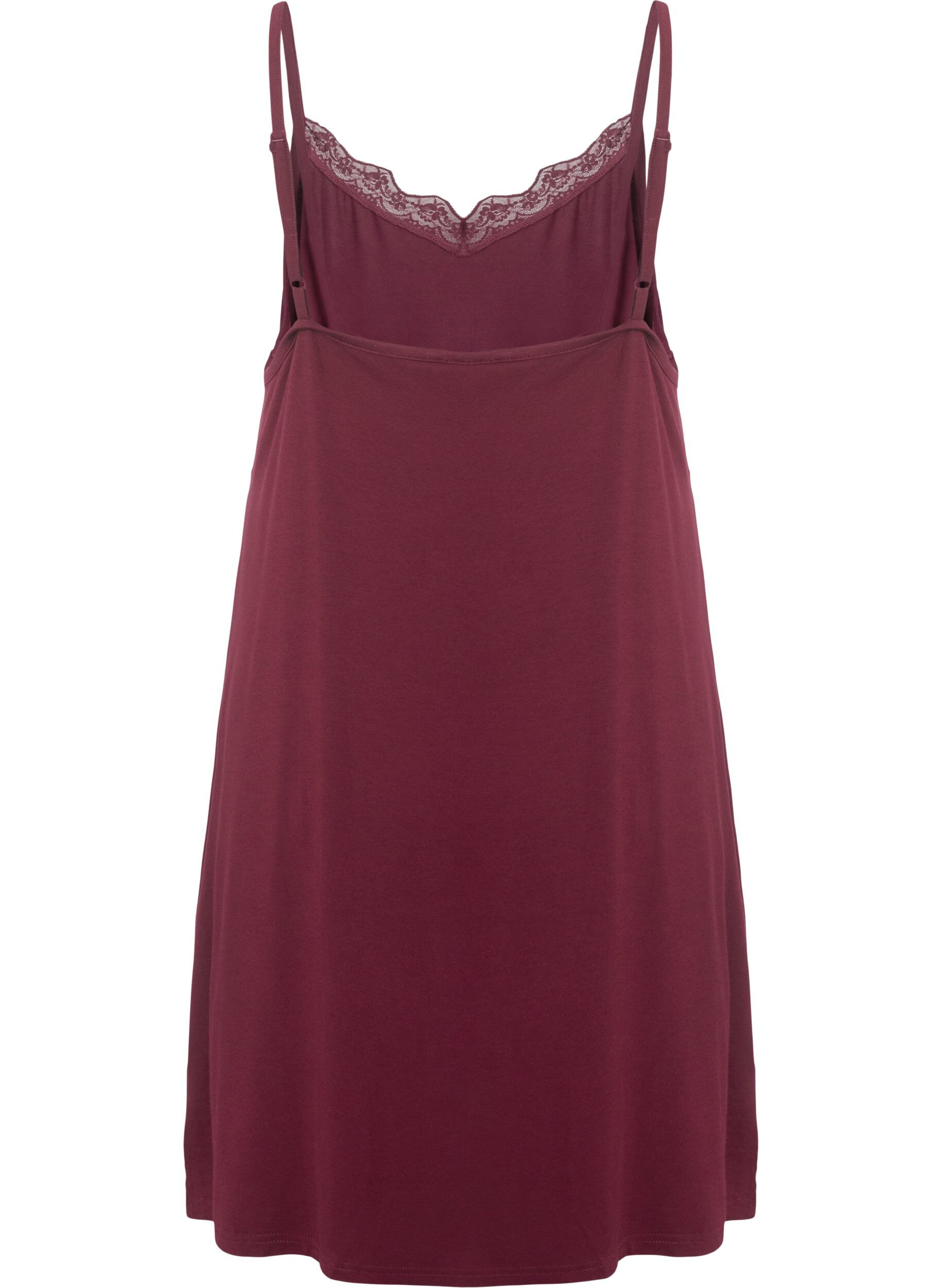 Zizzi Nachthemd aus Viskose mit Spitzenbesatz, Rot, Packshot image number 1