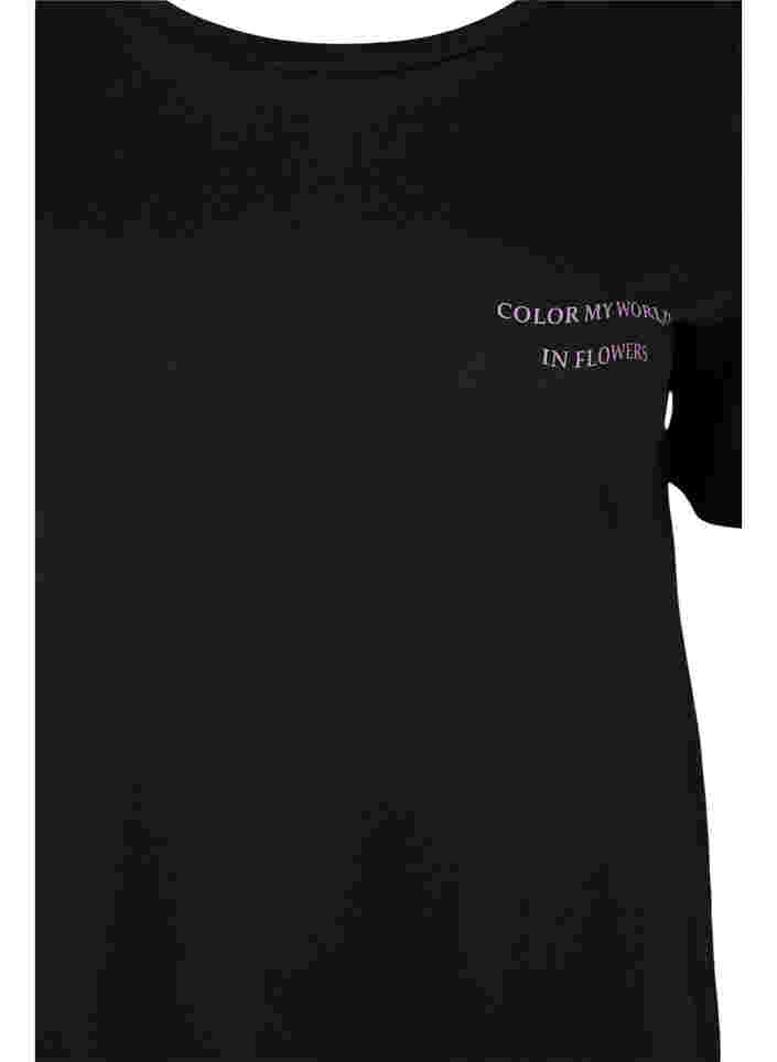 Langes Baumwoll-T-Shirt mit Aufdruck, Black, Packshot image number 2