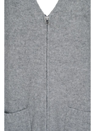 Langer Strick-Cardigan mit Reißverschluss und Taschen, Medium Grey Melange, Packshot image number 2