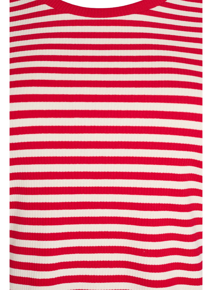 Gestreiftes T-Shirt mit gerippter Struktur, Rot, Packshot image number 2