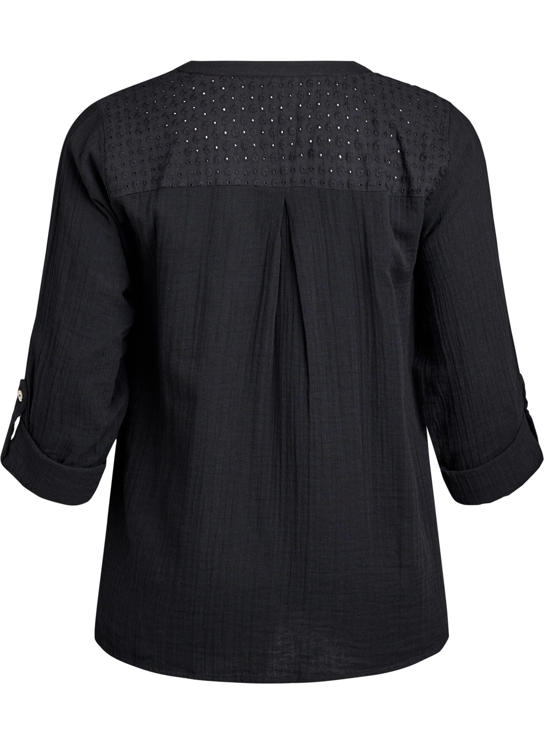 ZizziBluse aus Baumwollmusselin mit Lochstickerei, Schwarz, Packshot image number 1