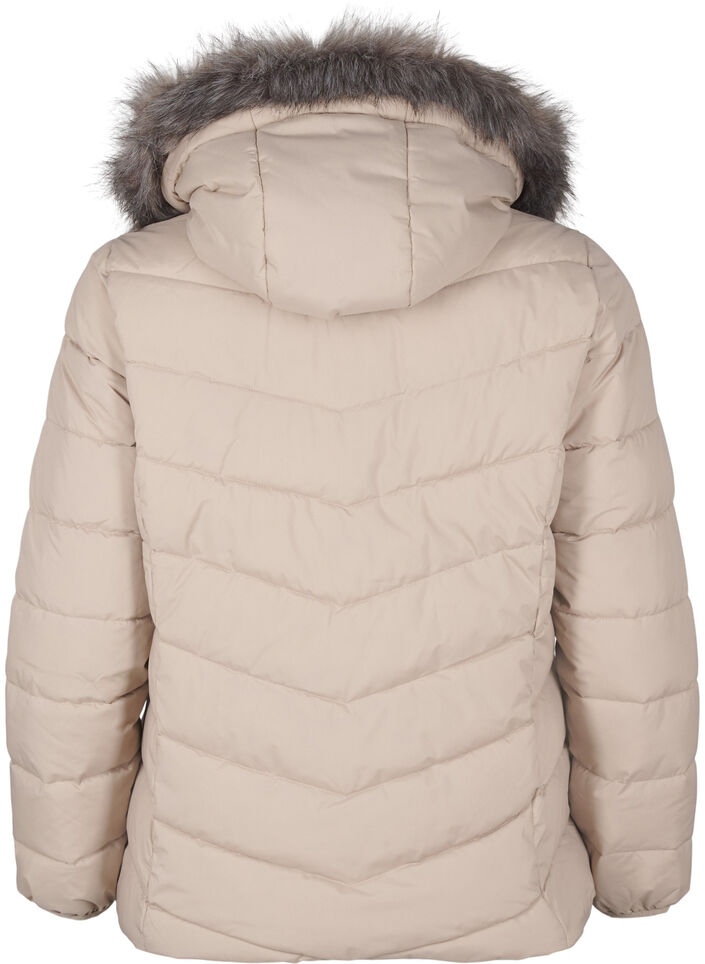 Kurze Steppjacke mit Kapuze, Beige, Packshot image number 1