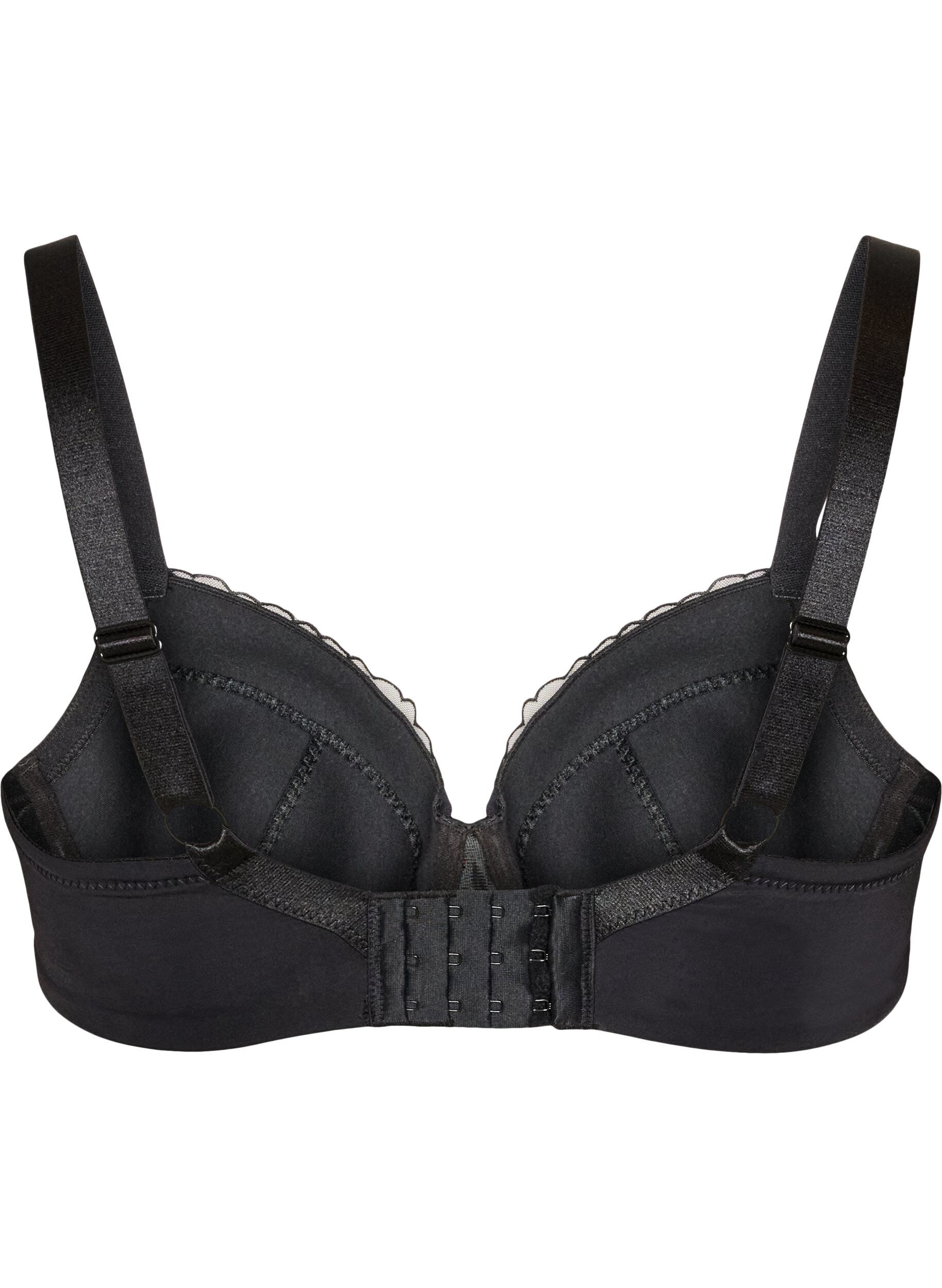 ZizziGepolsterter B&uuml;gel-BH mit gebl&uuml;mter Stickerei, Schwarz, Packshot image number 1