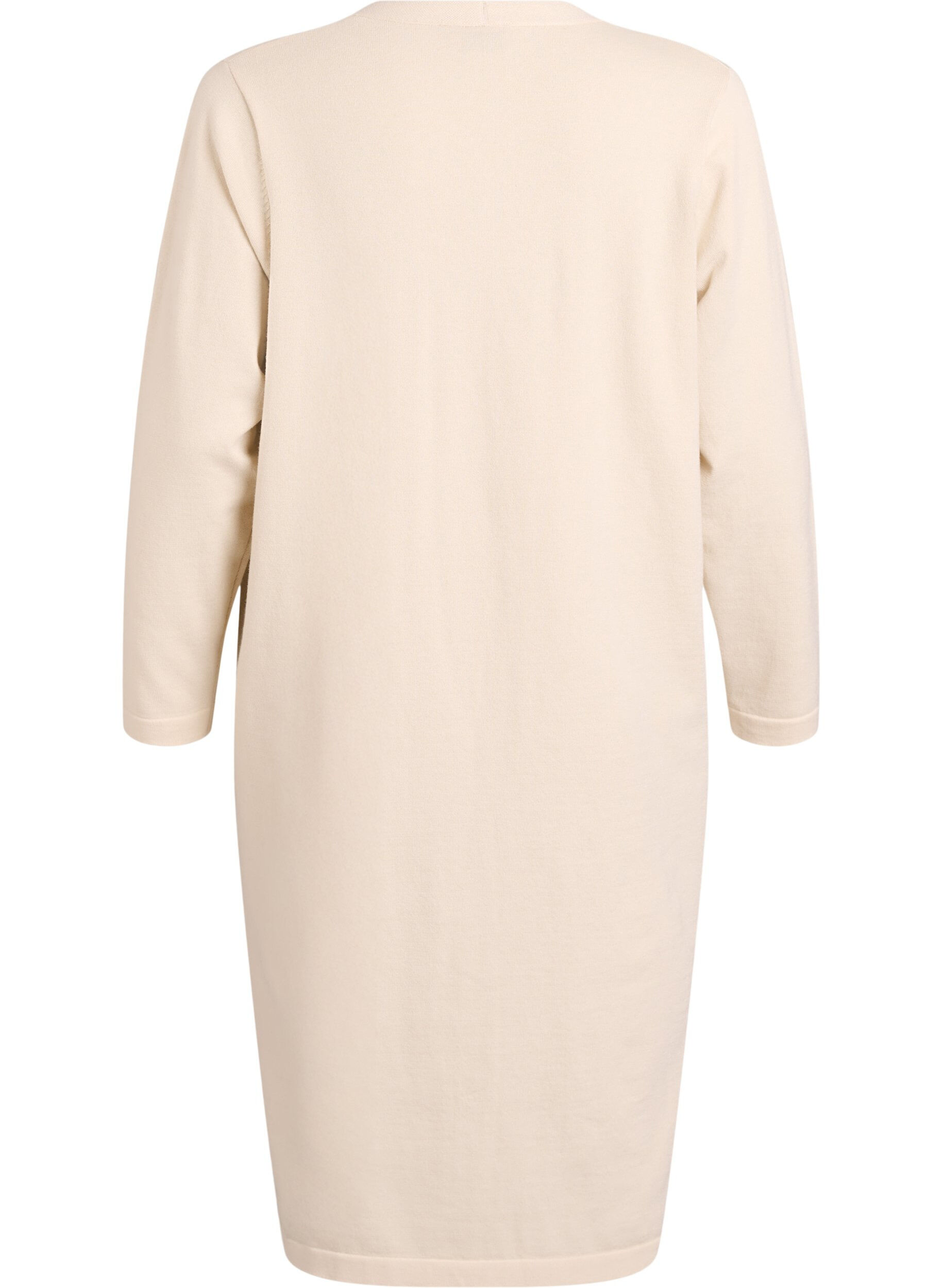 ZizziLange, offene Strickjacke mit Taschen, Beige, Packshot image number 1
