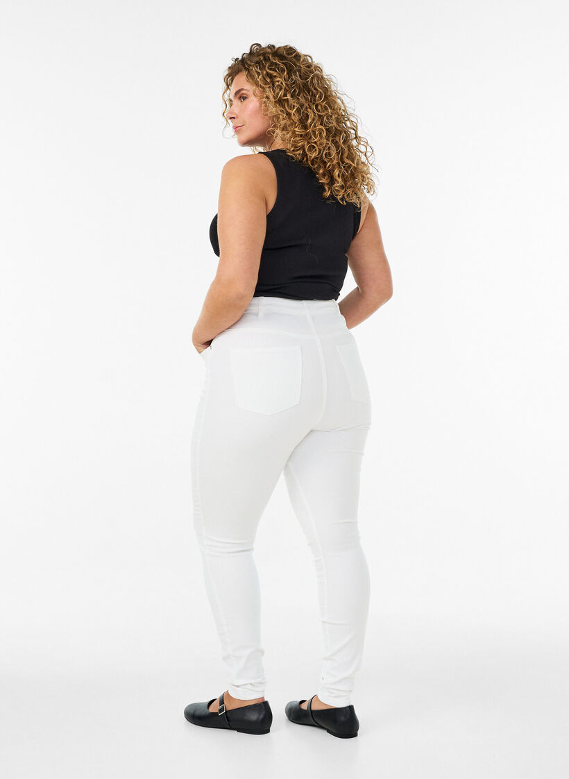 Amy Super Slim Fit Jeans mit hoher Taille, Wei&szlig;, Model image number 1