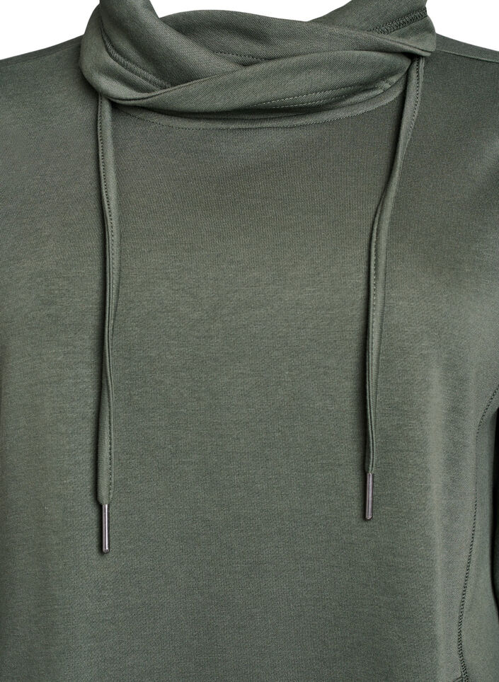 FLASH - Kurzes Sweatshirtkleid mit Stehkragen und Taschen, Grün, Packshot image number 2