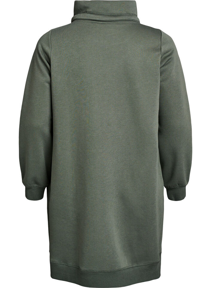 Kurzes Sweatshirtkleid mit Stehkragen und Taschen, Gr&uuml;n, Packshot image number 1