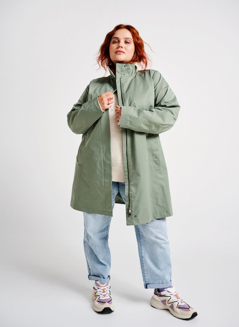 Jacke mit Taschen und hohem Kragen, Grün, Image image number 0