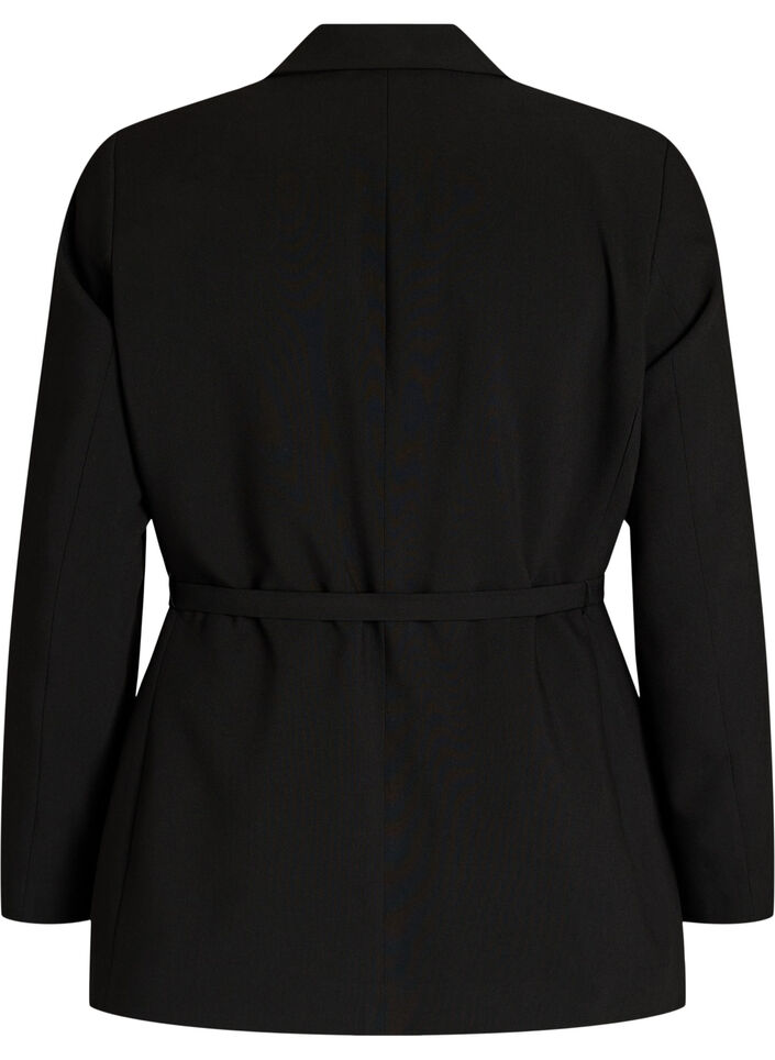 Blazer mit abnehmbarem Bindeg&uuml;rtel, Schwarz, Packshot image number 1