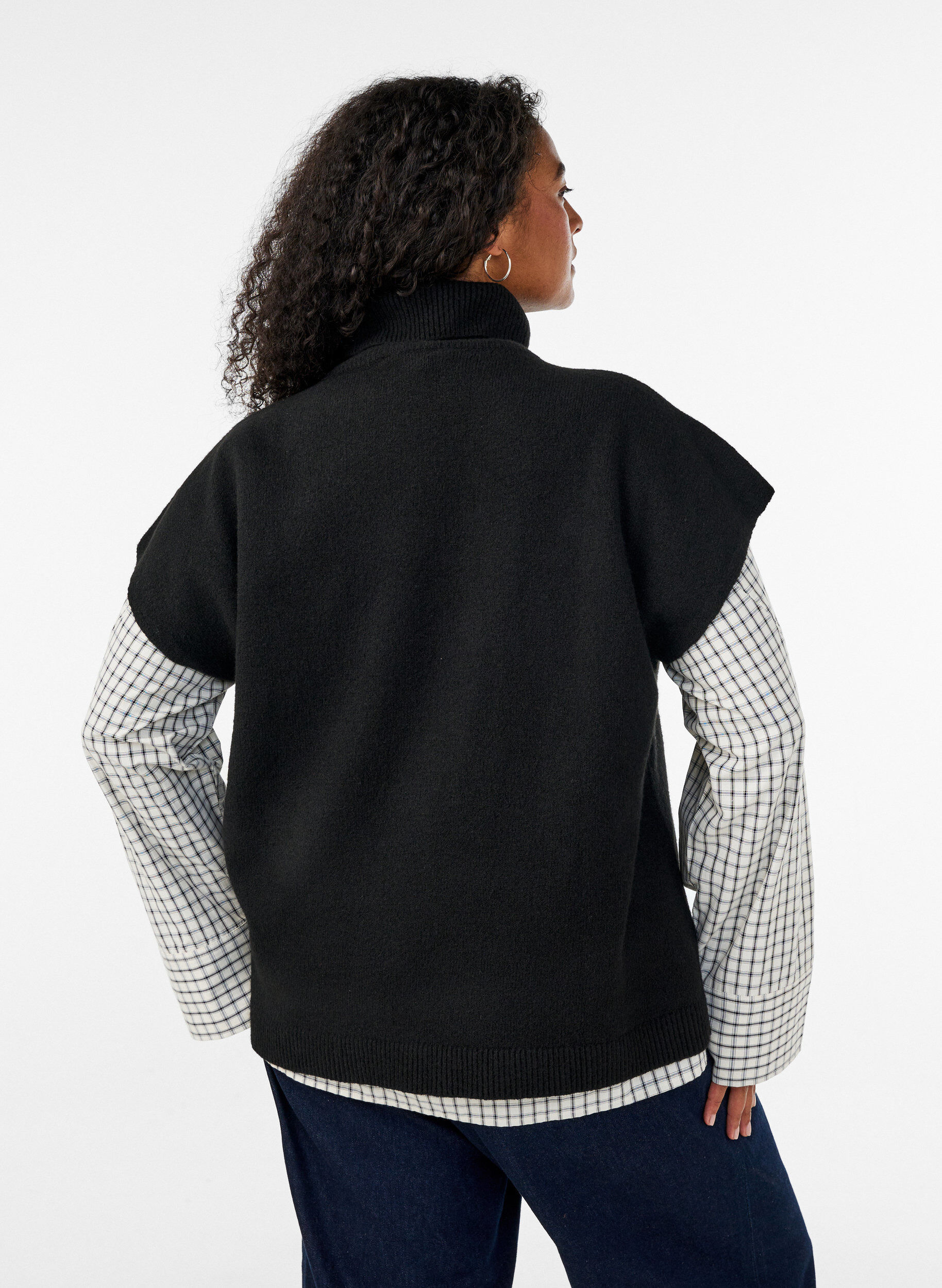 ZizziStrickweste mit Rollkragen, Schwarz, Model image number 2