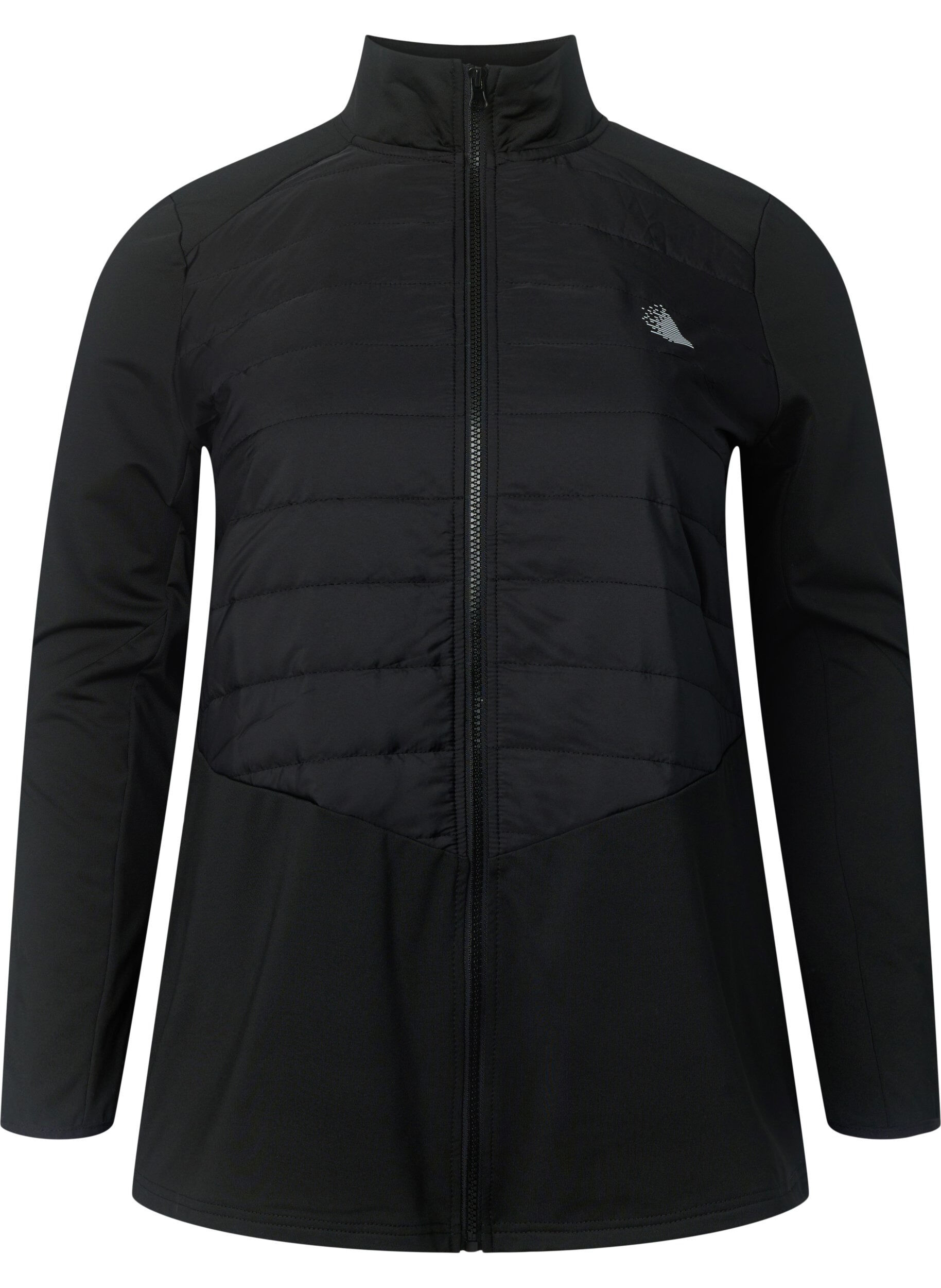 Zizzi Sport-Cardigan mit Steppung und Rei&szlig;verschluss, Black, Packshot image number 0
