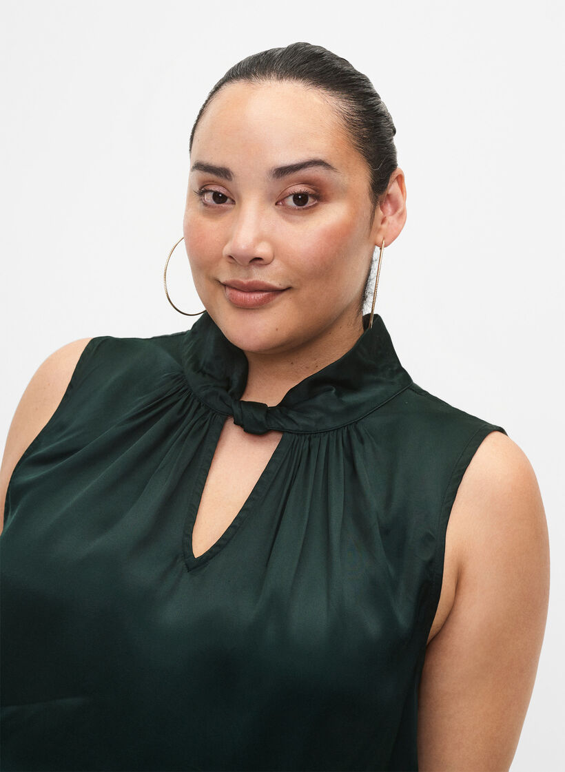 Ärmelloses Top aus Viskose mit Detail, Scarab, Model image number 2