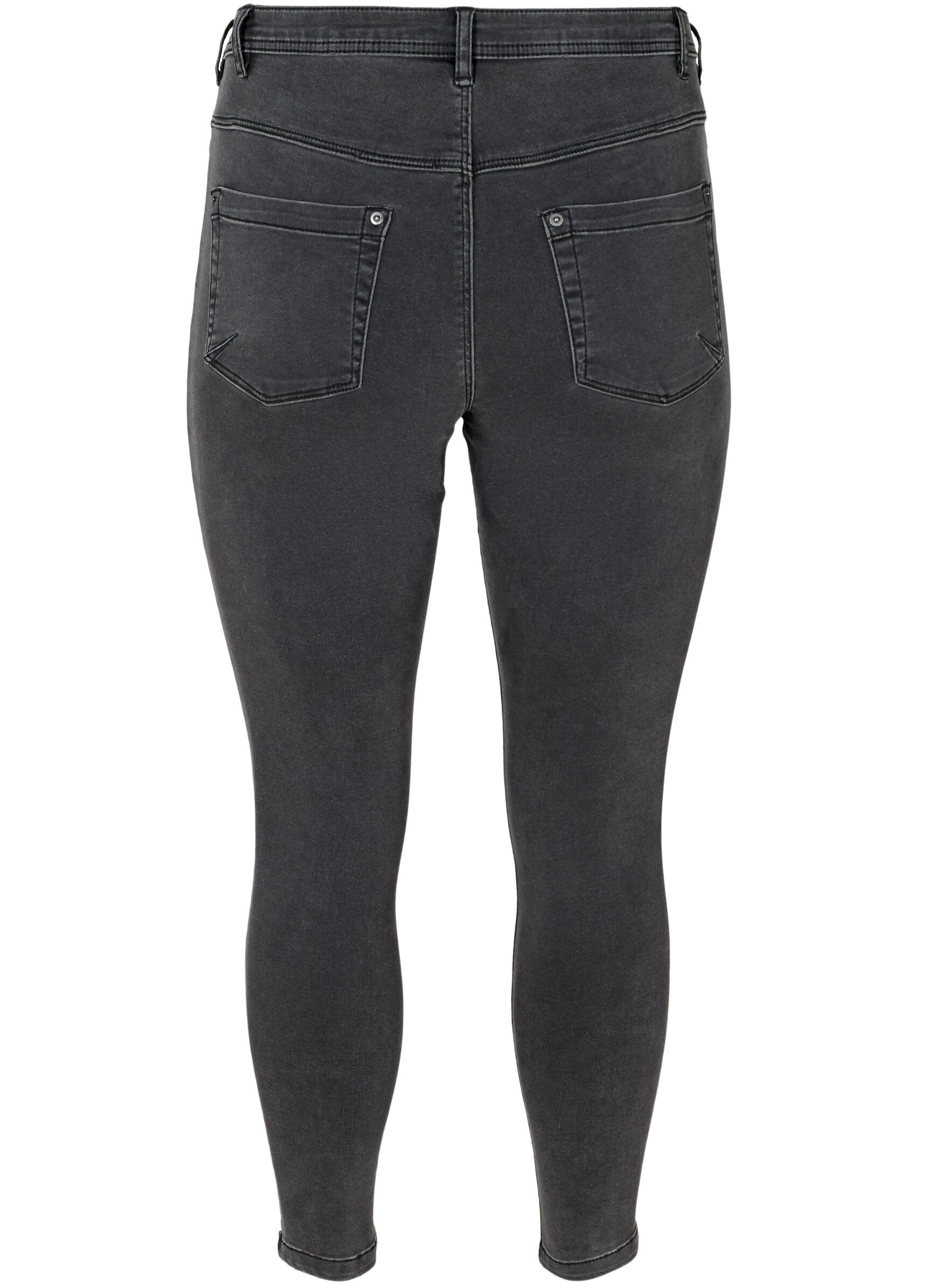 Zizzi Cropped Amy Jeans mit Rei&szlig;verschluss, Grau, Packshot image number 1