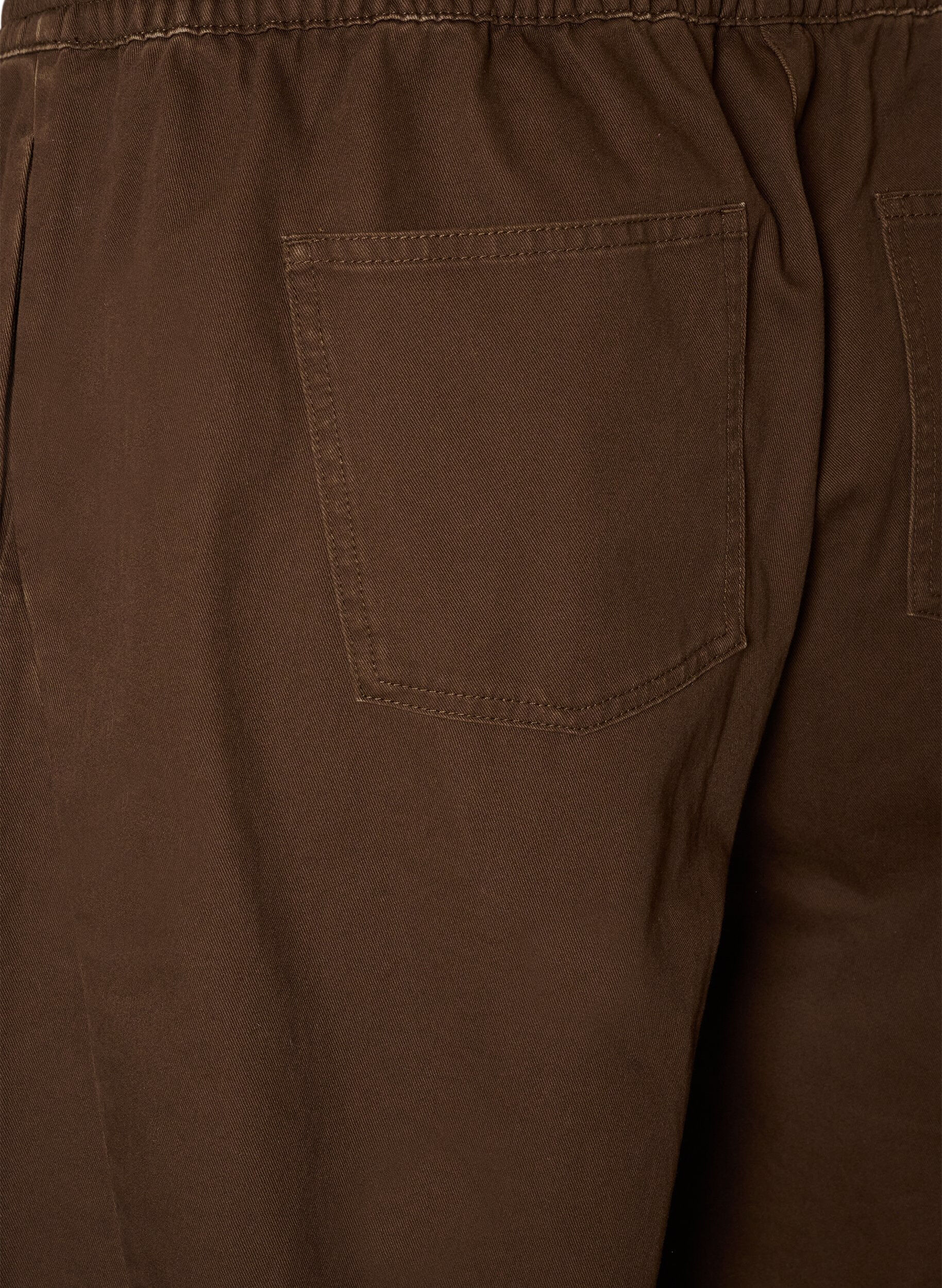 ZizziBarrel-Jeans mit hoher Taille und elastischem Bund, Braun, Packshot image number 3