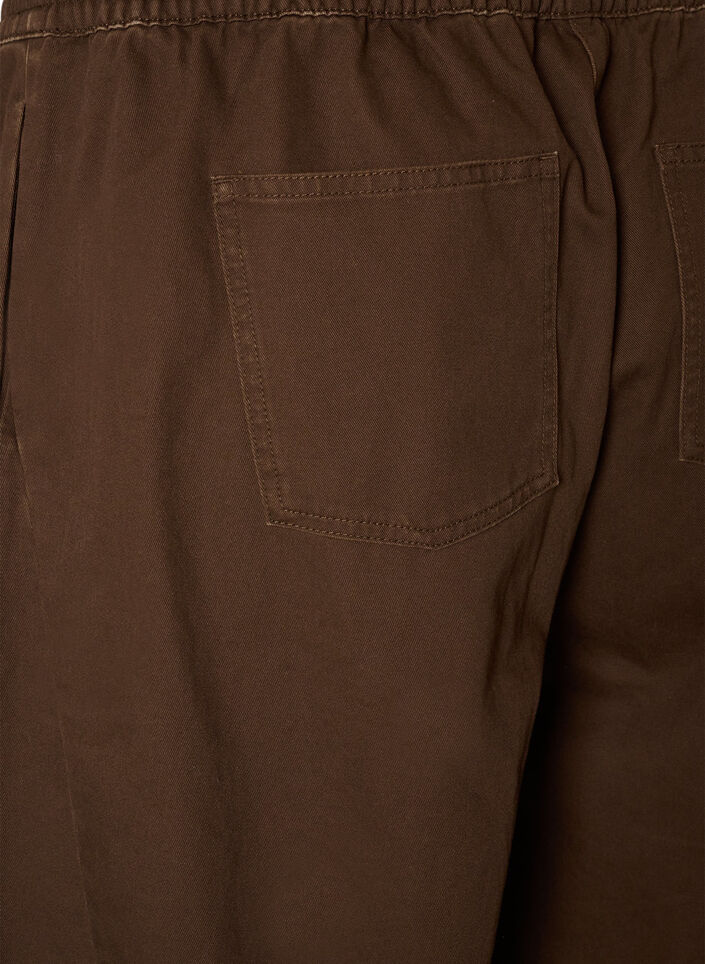 Barrel-Jeans mit hoher Taille und elastischem Bund, Braun, Packshot image number 3
