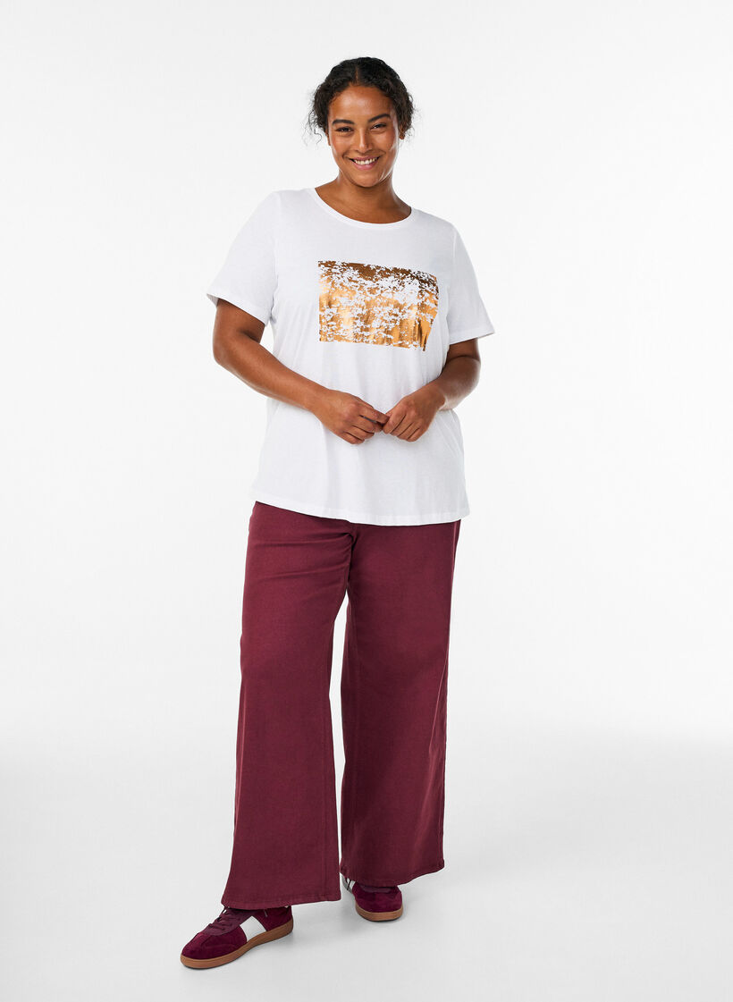 T-Shirt mit Print, Wei&szlig;, Model image number 1