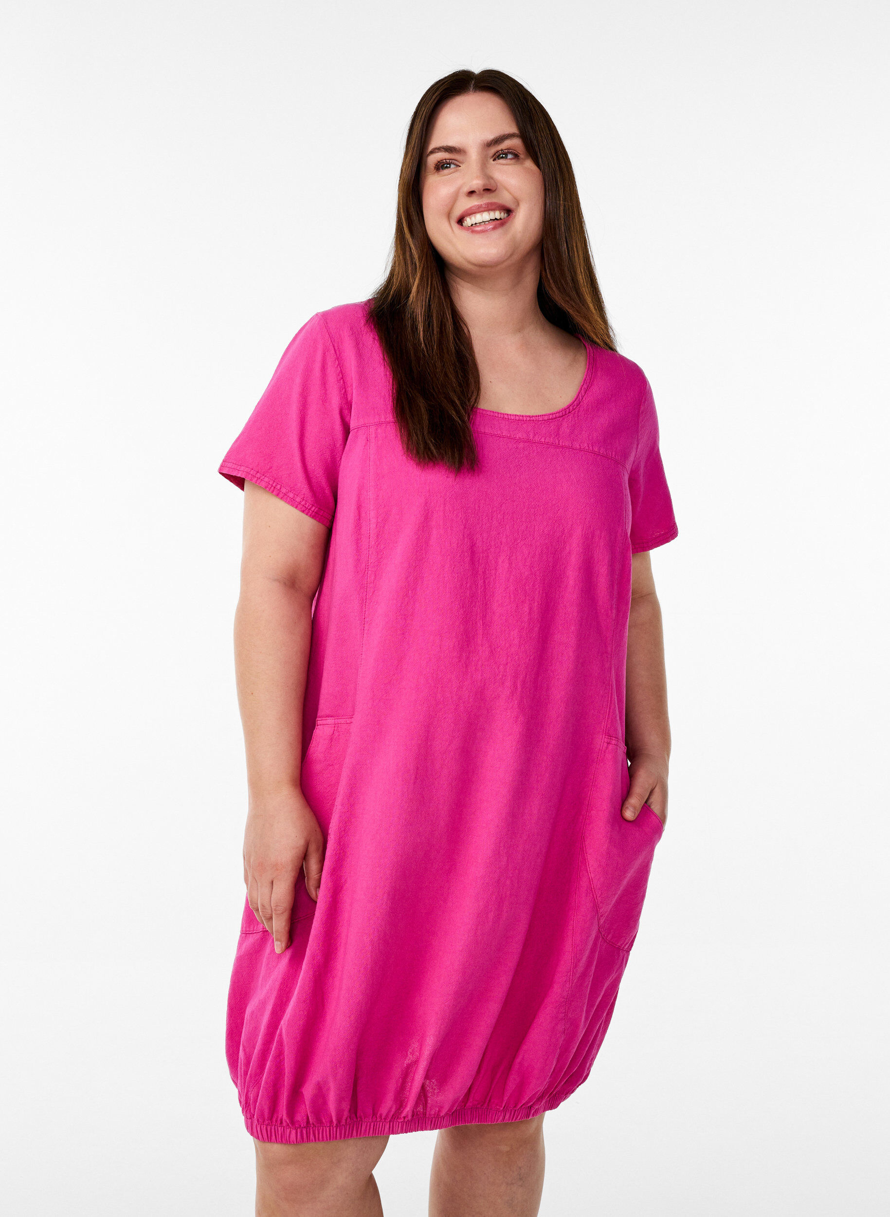 ZizziKurzarm Kleid aus Baumwolle, Rot, Model image number 0