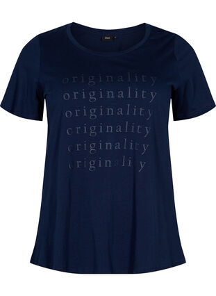 Baumwoll-T-Shirt mit zweifarbigem Logodruck, Navy Blazer, Packshot image number 0