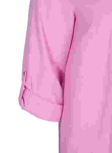Kleid mit V-Ausschnitt und Kragen, Begonia Pink, Packshot image number 3