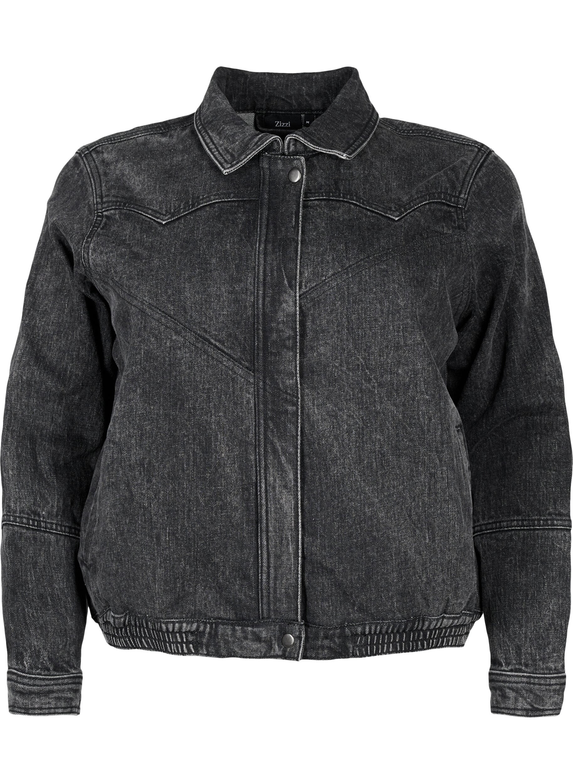 Zizzi Denim-Jacke mit verdecktem Rei&szlig;verschluss, Dark Grey Denim, Packshot image number 0
