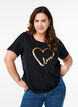Baumwoll-T-Shirt mit Motiv, Black w. Gold Love, Model image number 0