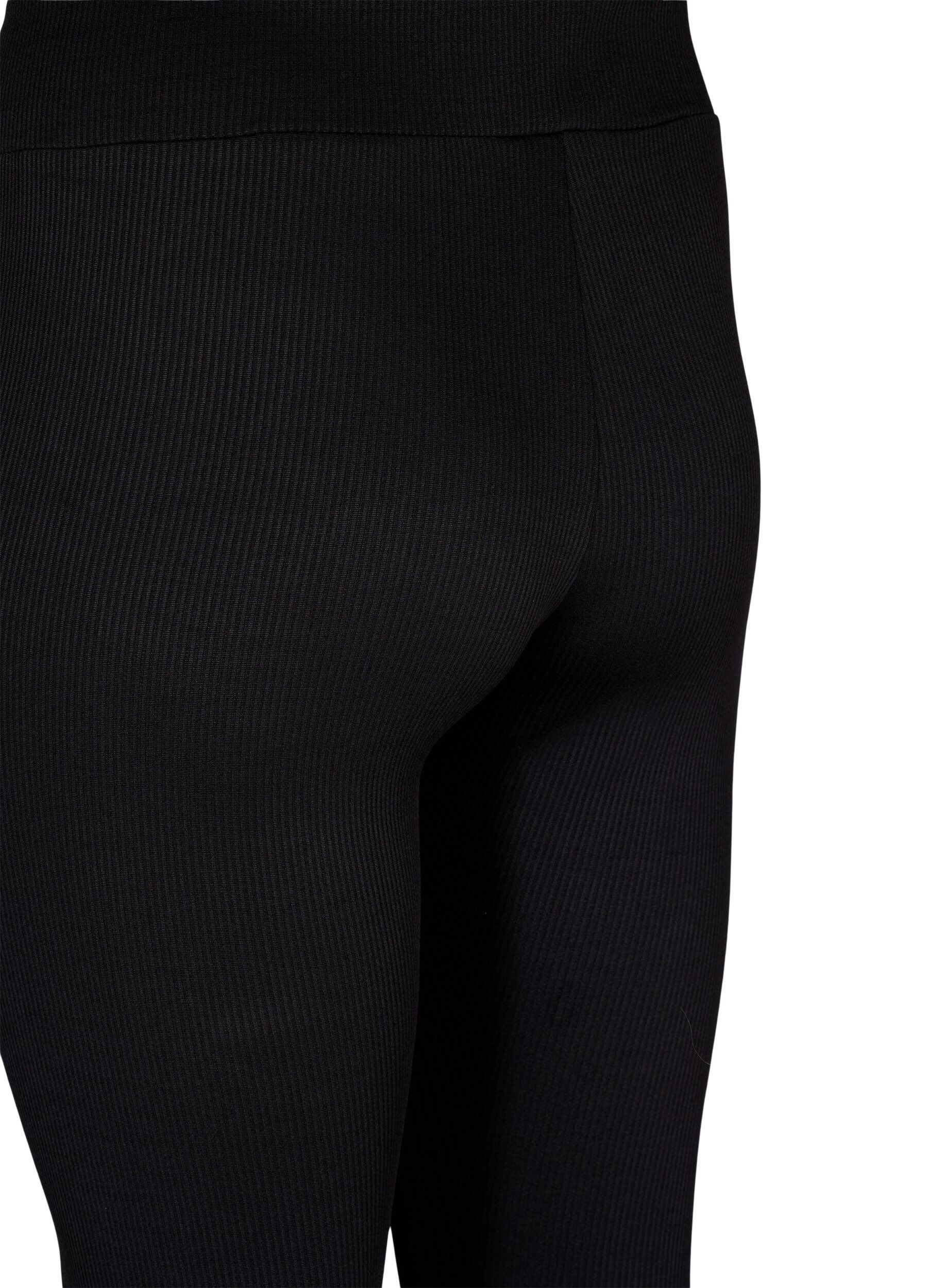 Zizzi Leggings mit Stretch Rippstruktur, Black, Packshot image number 3