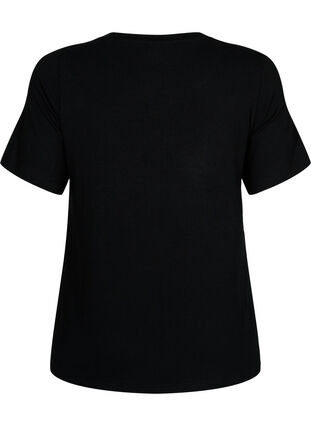 T-Shirt aus Viskose mit Rippstruktur, Black, Packshot image number 1