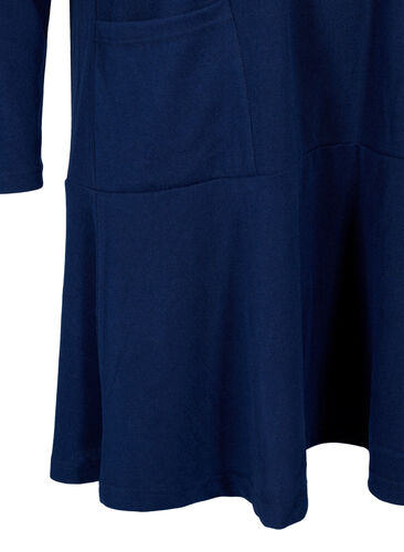 Hochgeschlossenes Jerseykleid mit Taschen, Dress Blues Mel., Packshot image number 3