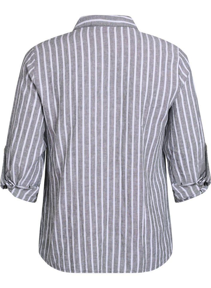 Bluse aus Leinen und Viskose mit 3/4-Ärmeln, Grün, Packshot image number 1