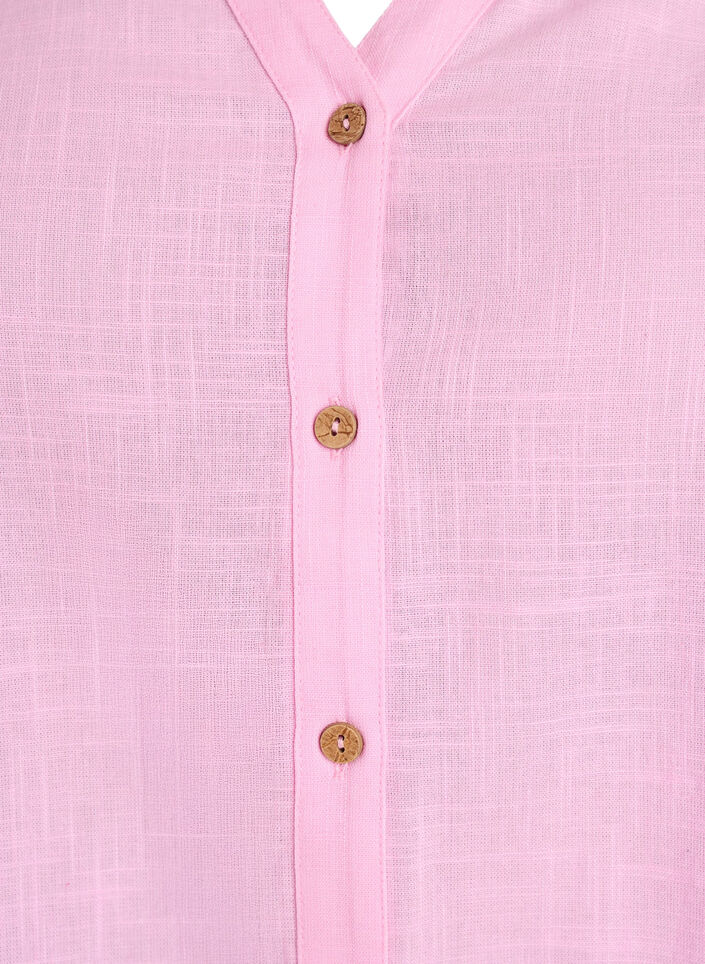 Hemdbluse aus Baumwolle mit V-Ausschnitt, Pink, Packshot image number 2