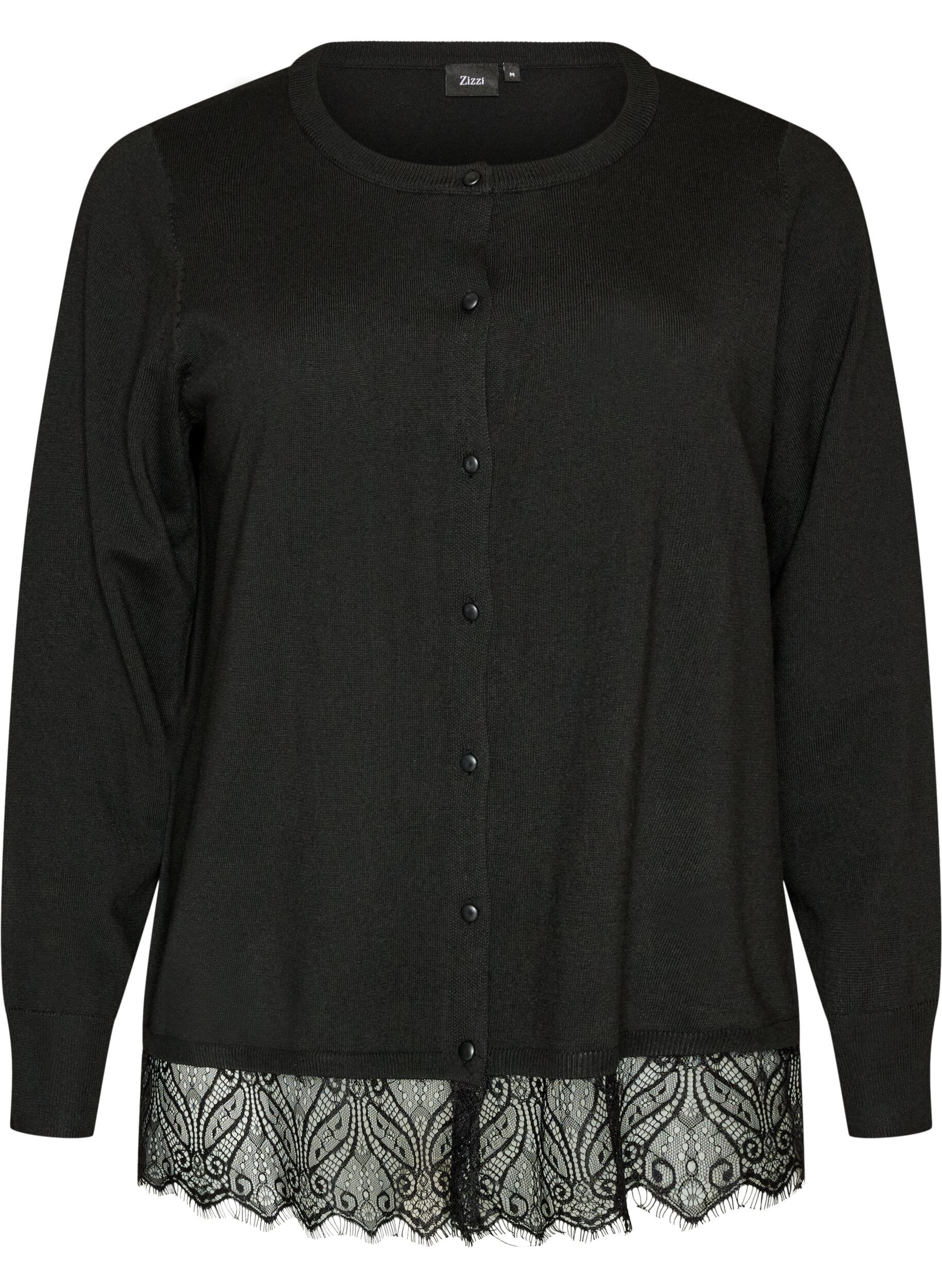 Cardigan mit breitem Spitzensaum
