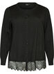 Cardigan mit breitem Spitzensaum, Schwarz, Packshot image number 0